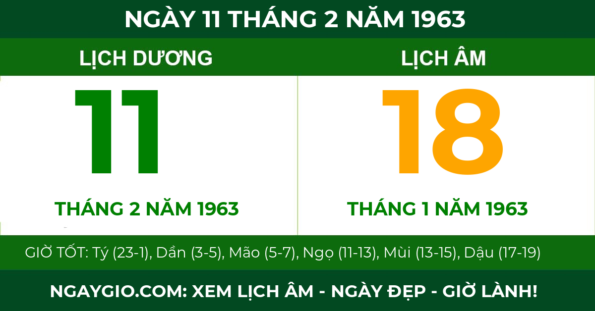 lịch âm ngày 11 tháng 2 năm 1963