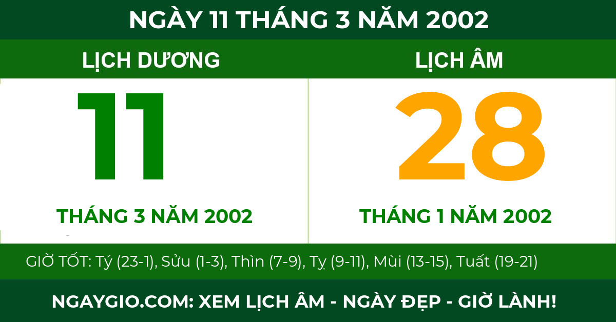 lịch âm ngày 11 tháng 3 năm 2002