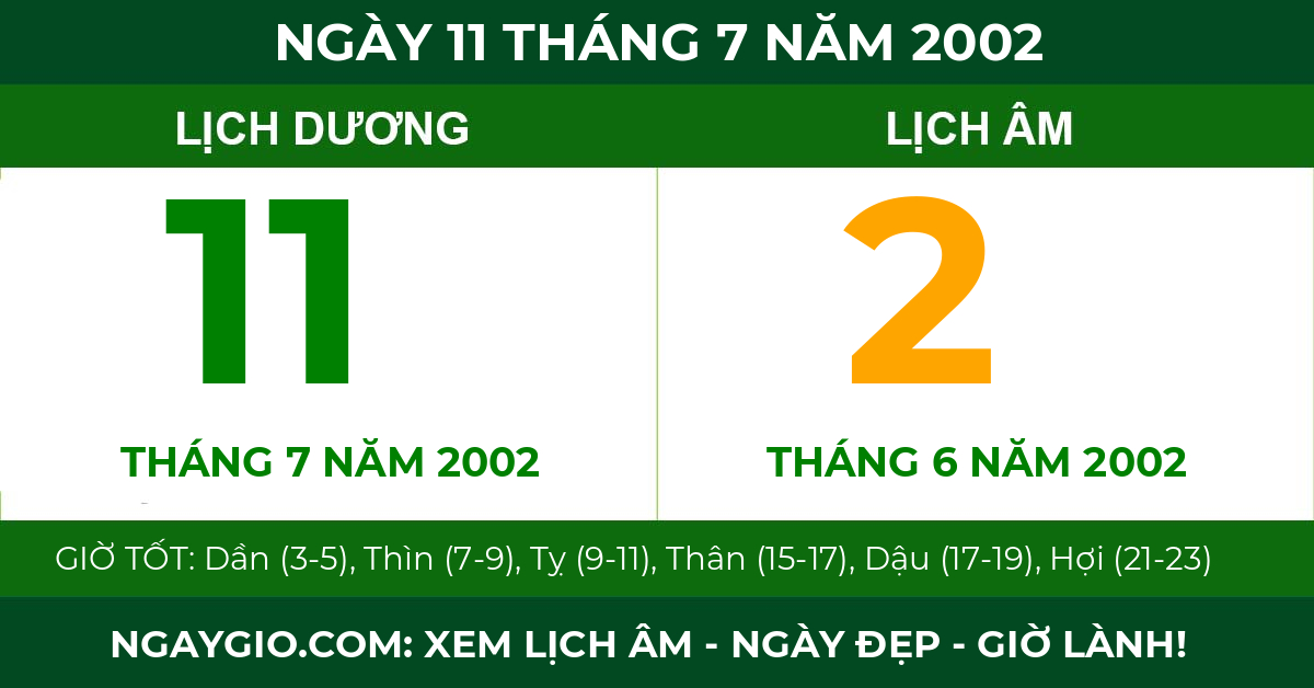 lịch âm ngày 11 tháng 7 năm 2002