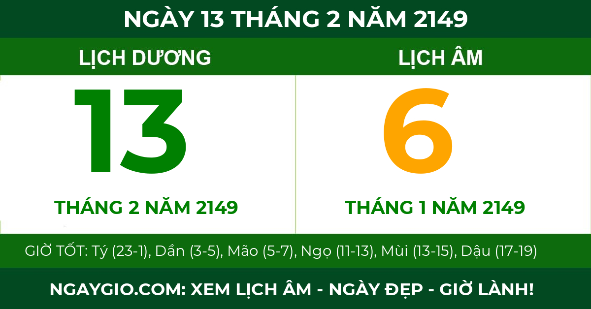 lịch âm ngày 13 tháng 2 năm 2149