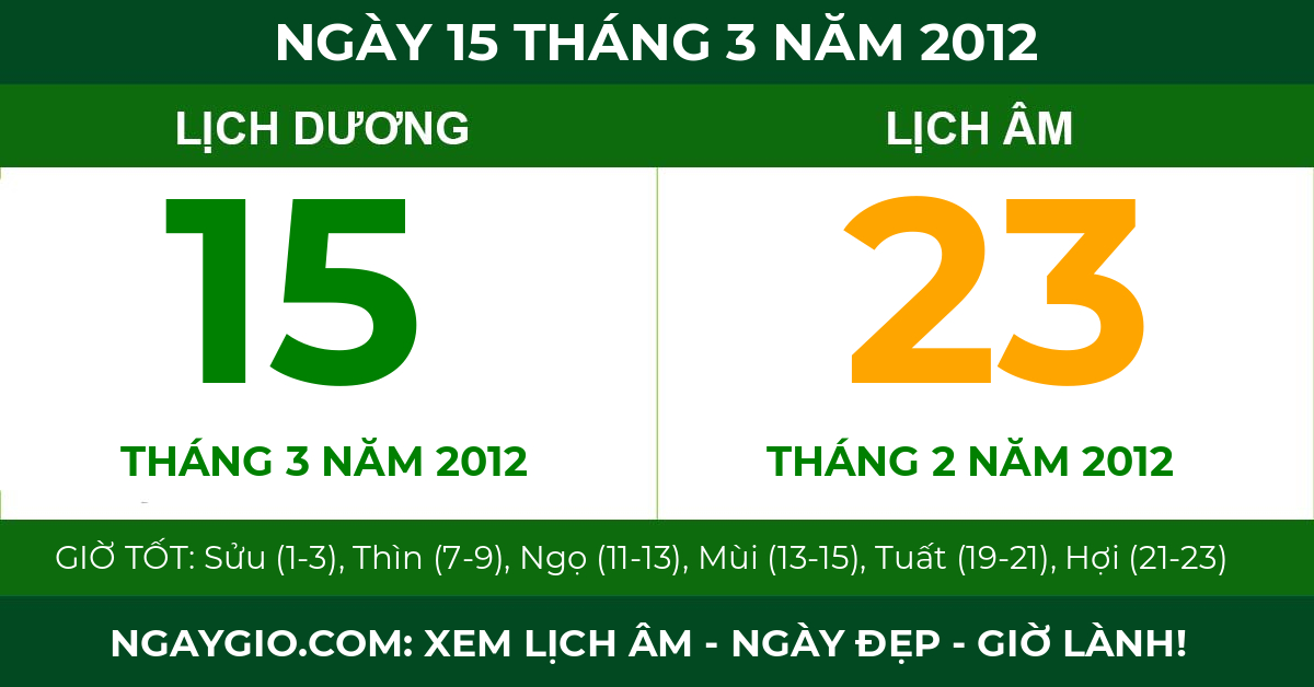 lịch âm ngày 15 tháng 3 năm 2012