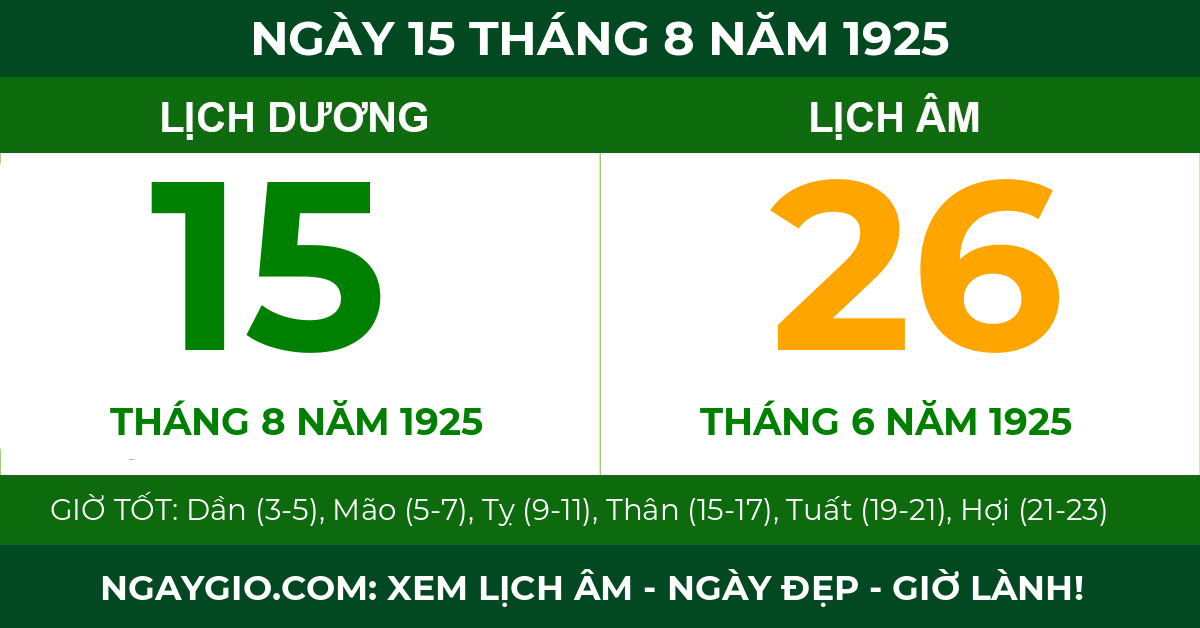 lịch âm ngày 15 tháng 8 năm 1925