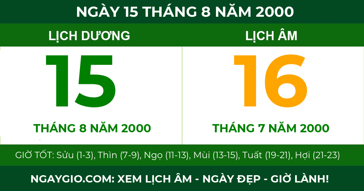 lịch âm ngày 15 tháng 8 năm 2000