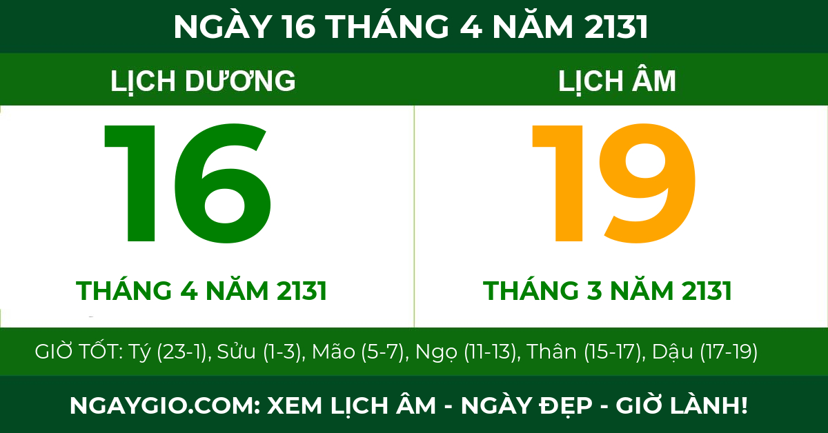 lịch âm ngày 16 tháng 4 năm 2131