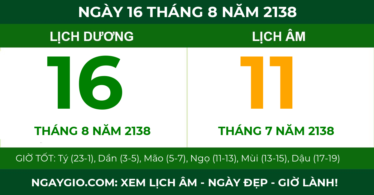 lịch âm ngày 16 tháng 8 năm 2138