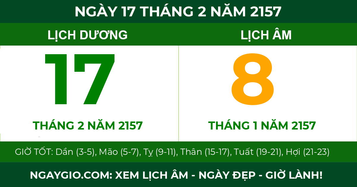 lịch âm ngày 17 tháng 2 năm 2157