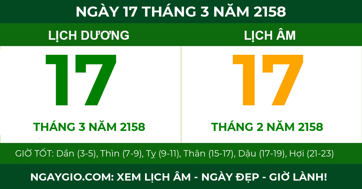 lịch âm ngày 17 tháng 3 năm 2158
