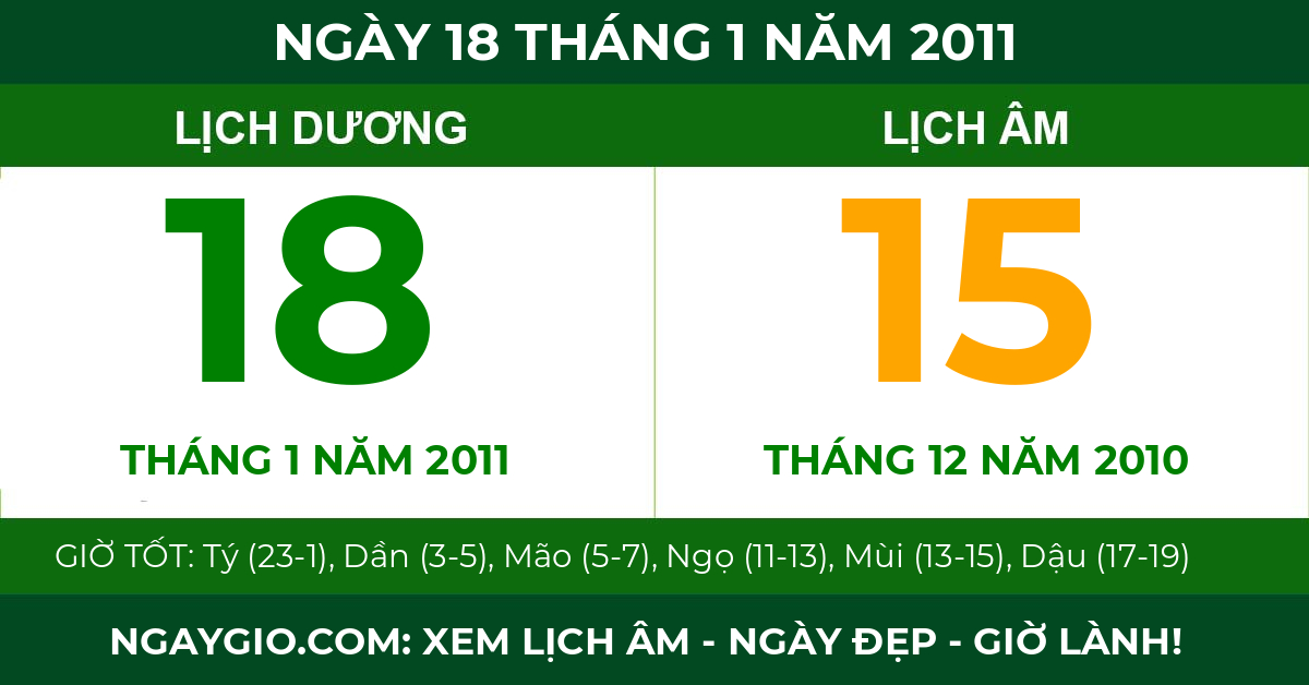 lịch âm ngày 18 tháng 1 năm 2011