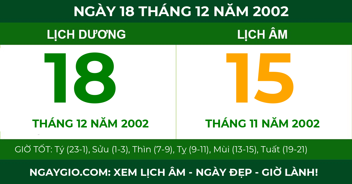lịch âm ngày 18 tháng 12 năm 2002