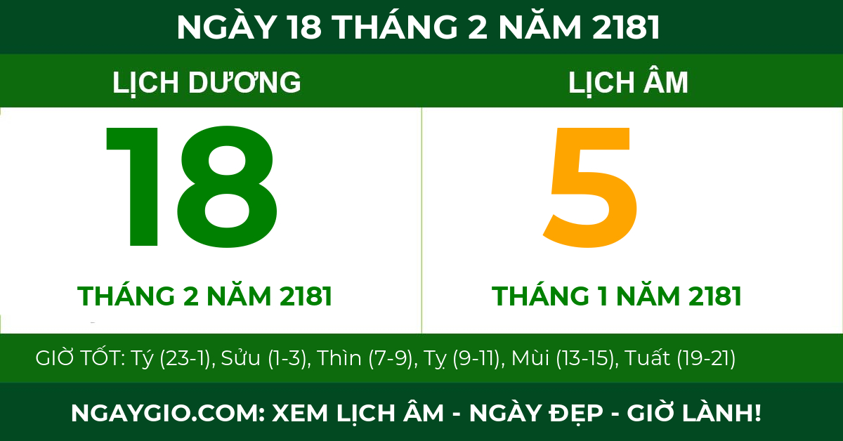 lịch âm ngày 18 tháng 2 năm 2181