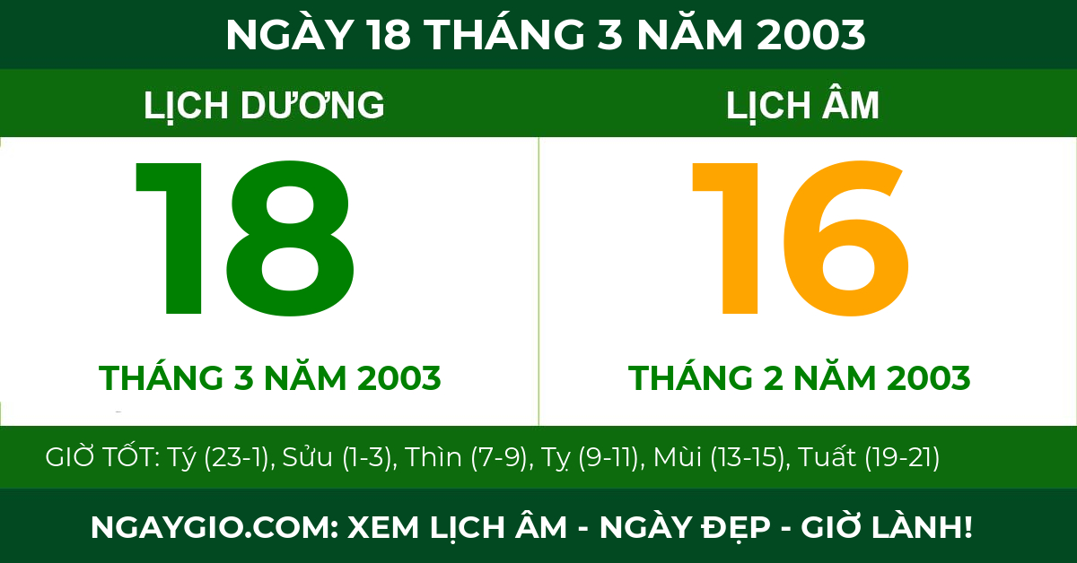 lịch âm ngày 18 tháng 3 năm 2003