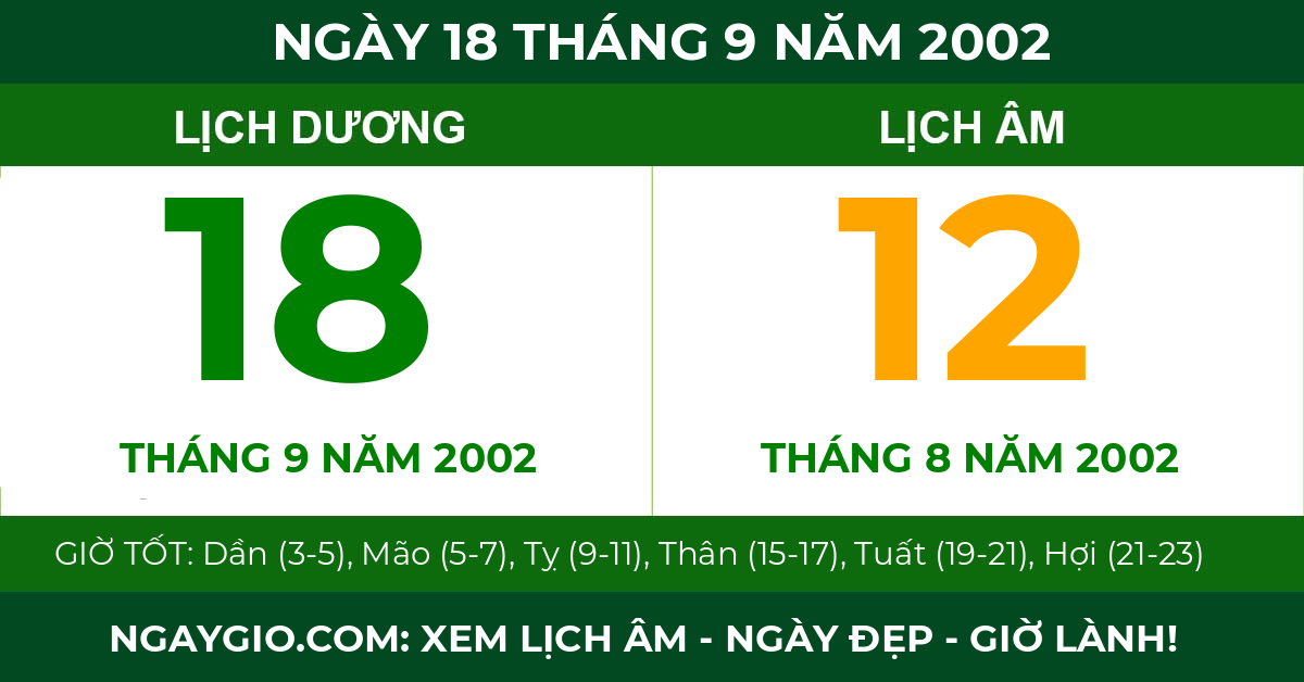 lịch âm ngày 18 tháng 9 năm 2002