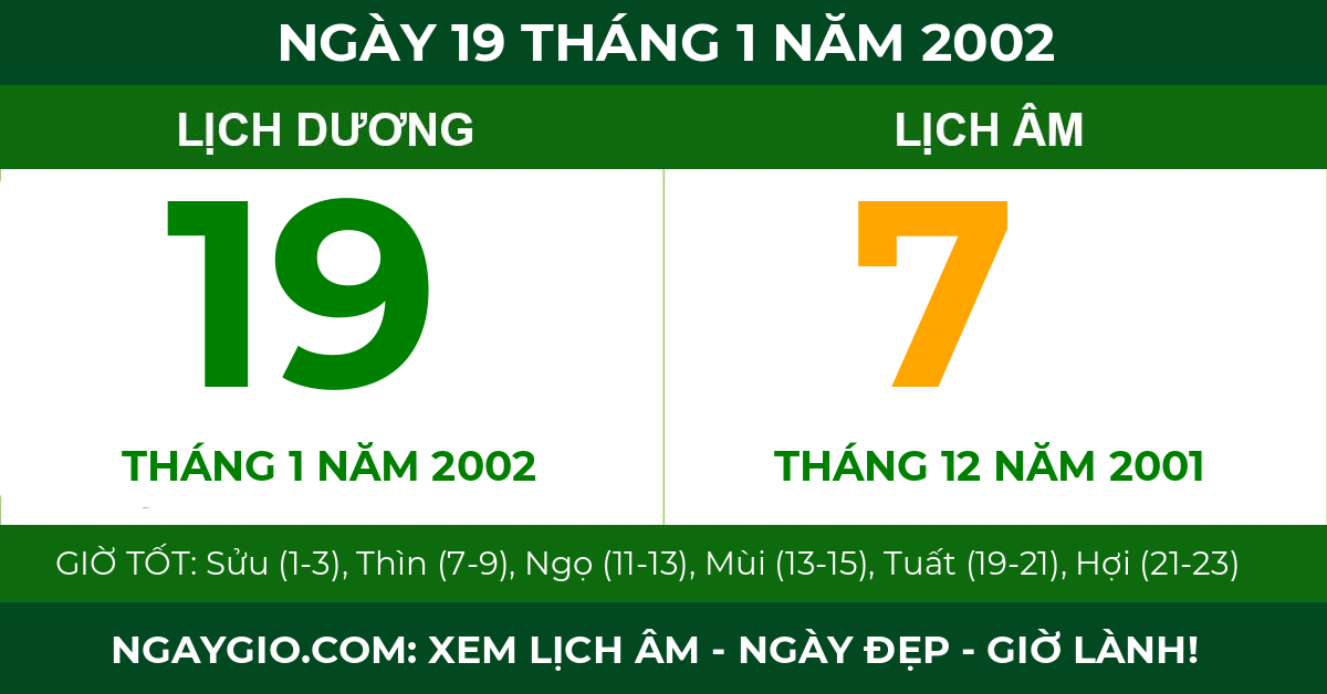 lịch âm ngày 19 tháng 1 năm 2002