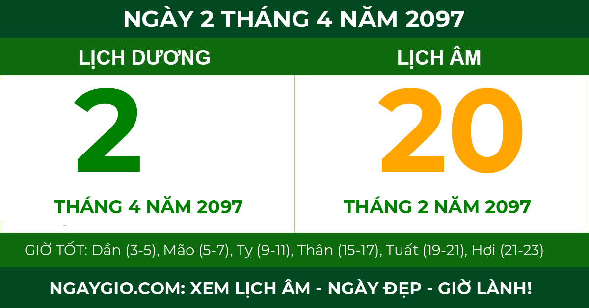lịch âm ngày 2 tháng 4 năm 2097