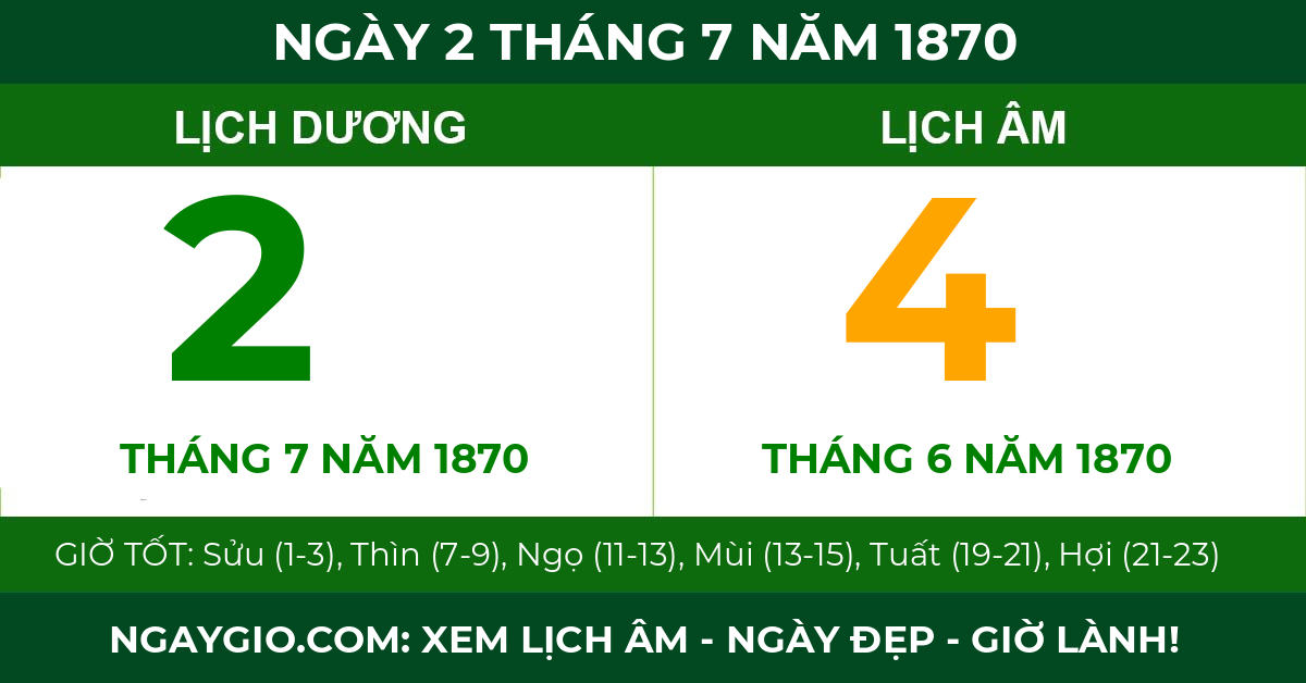 lịch âm ngày 2 tháng 7 năm 1870