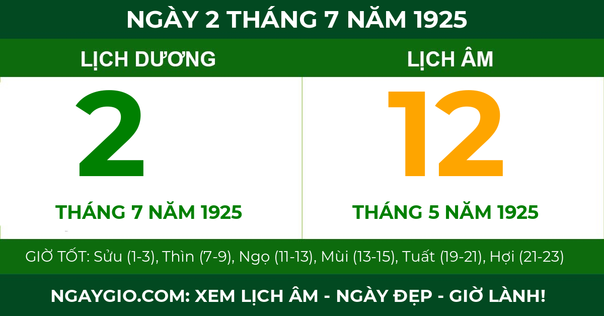 lịch âm ngày 2 tháng 7 năm 1925