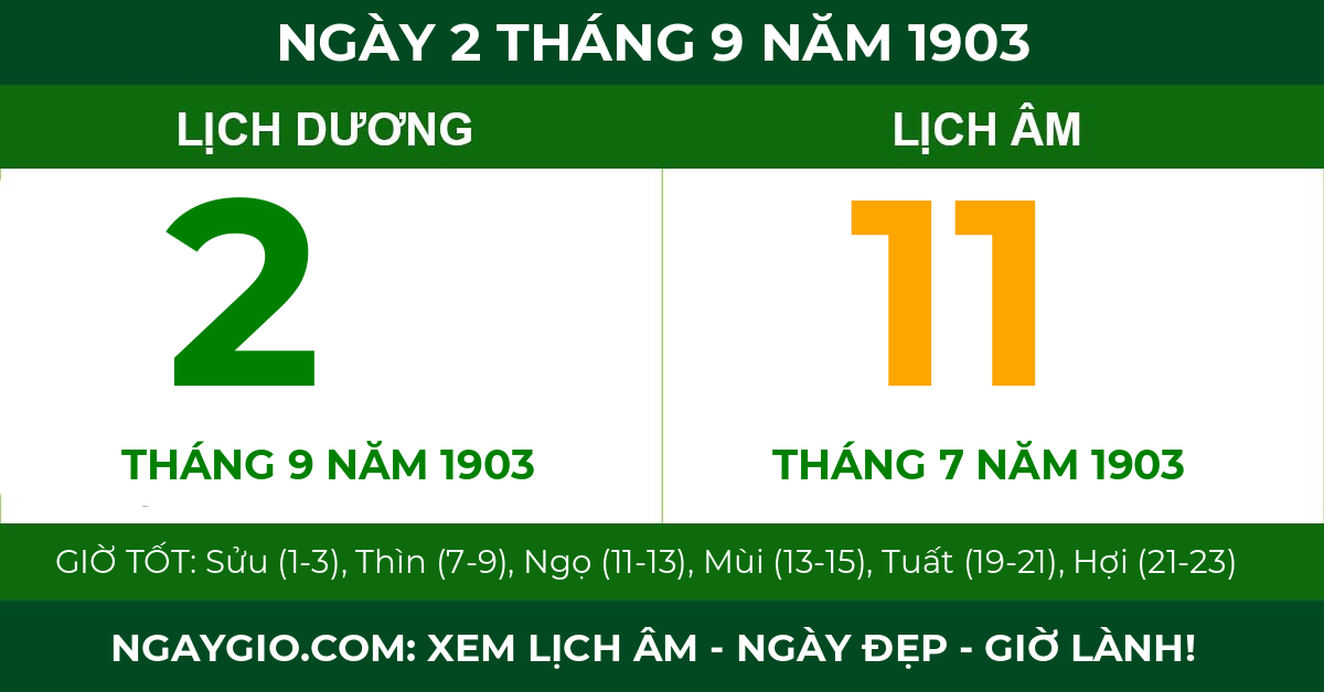 lịch âm ngày 2 tháng 9 năm 1903