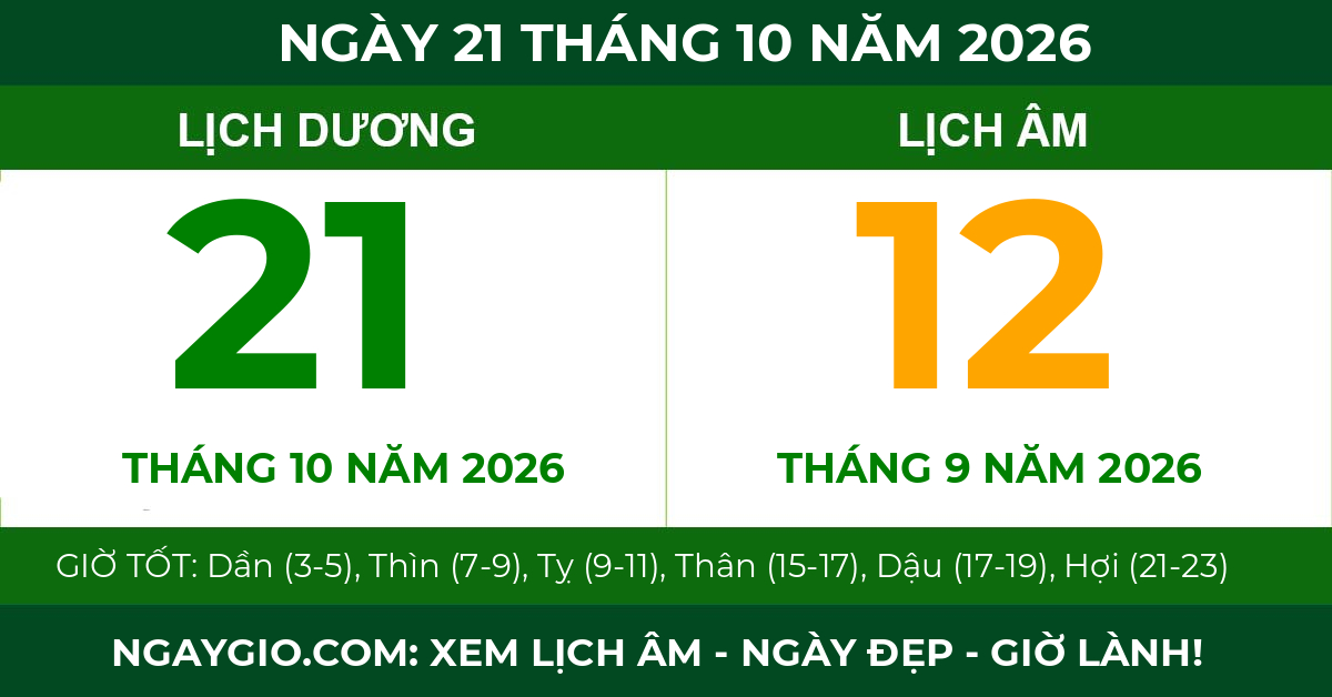lịch âm ngày 21 tháng 10 năm 2026