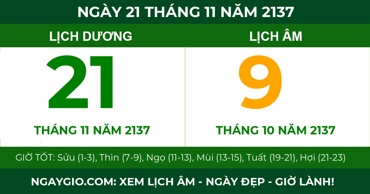 lịch âm ngày 21 tháng 11 năm 2137
