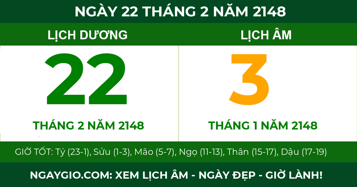 lịch âm ngày 22 tháng 2 năm 2148
