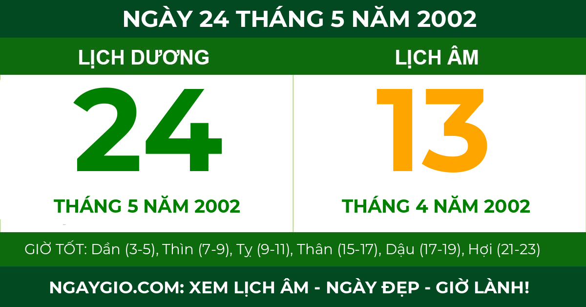 lịch âm ngày 24 tháng 5 năm 2002