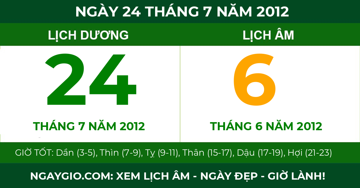 lịch âm ngày 24 tháng 7 năm 2012