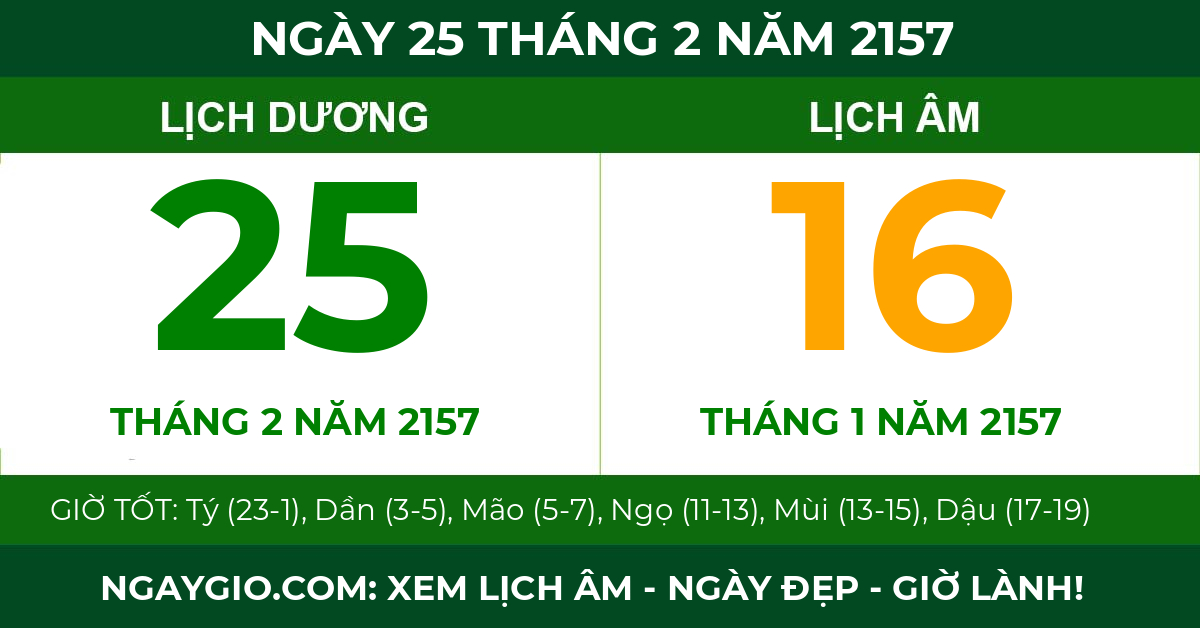 lịch âm ngày 25 tháng 2 năm 2157