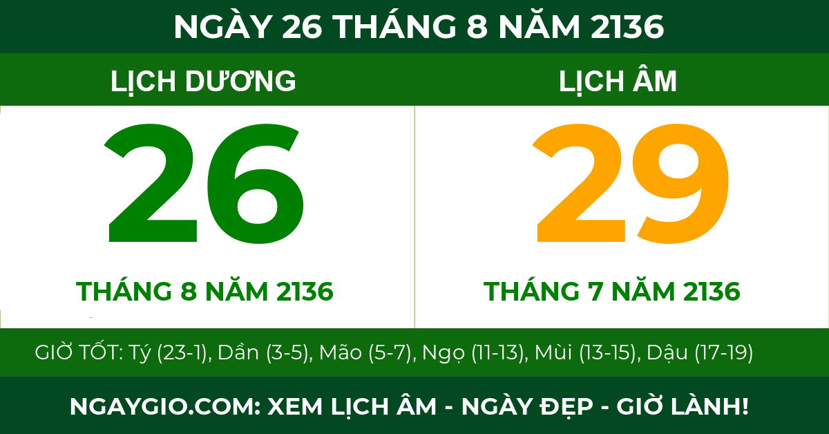 lịch âm ngày 26 tháng 8 năm 2136