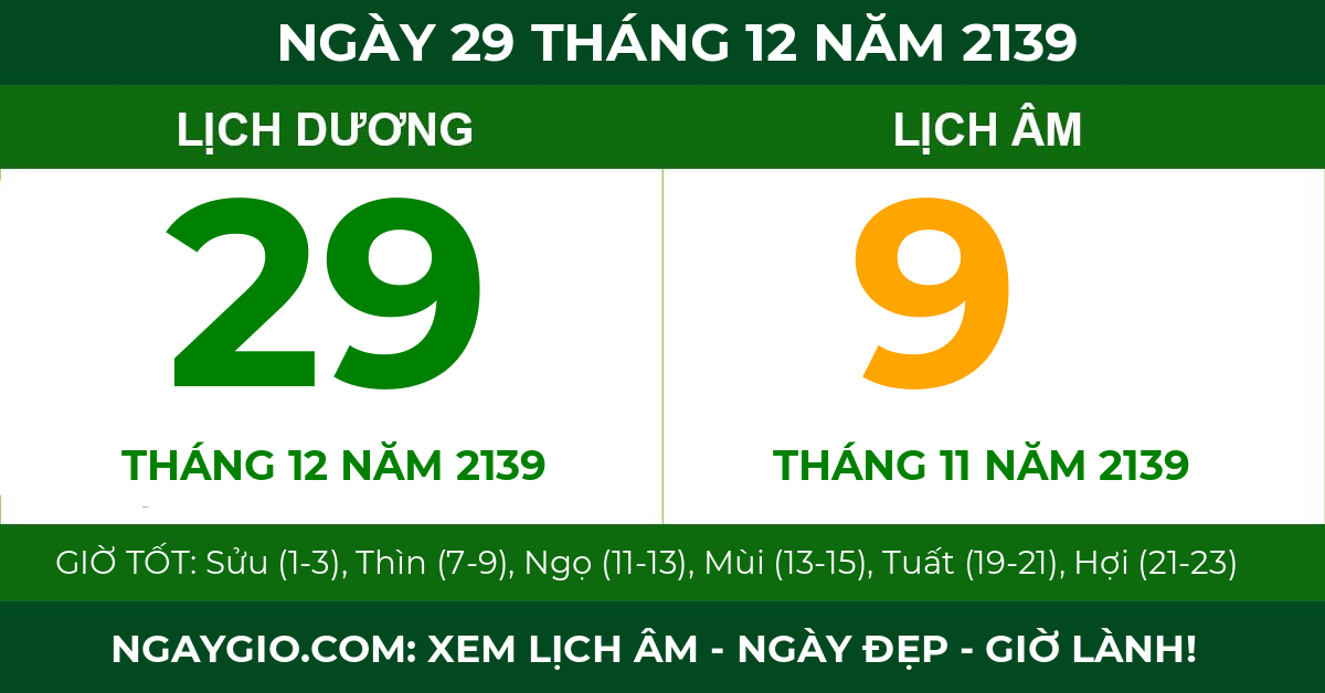 lịch âm ngày 29 tháng 12 năm 2139