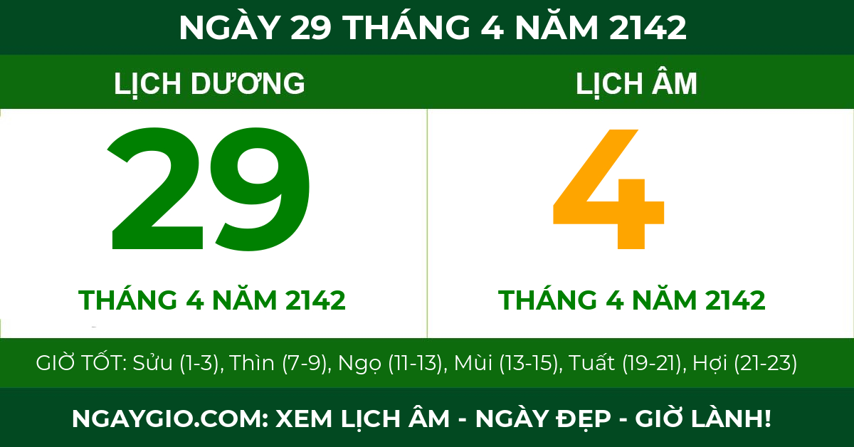 lịch âm ngày 29 tháng 4 năm 2142