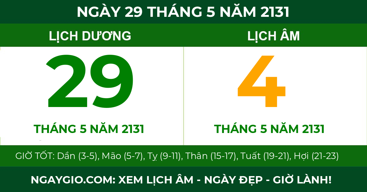 lịch âm ngày 29 tháng 5 năm 2131
