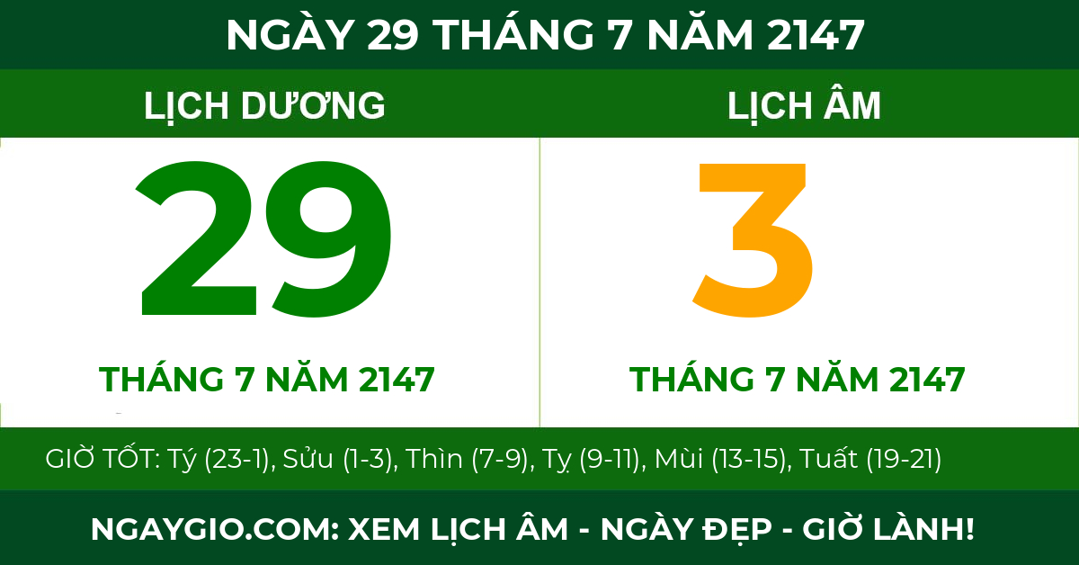 lịch âm ngày 29 tháng 7 năm 2147