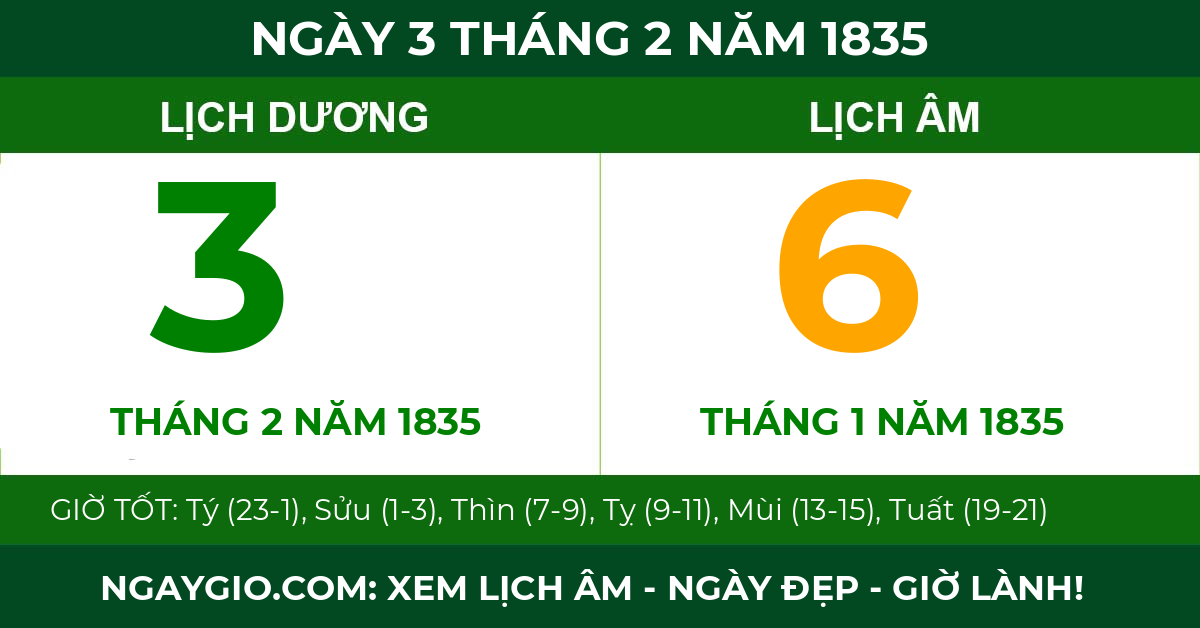 lịch âm ngày 3 tháng 2 năm 1835