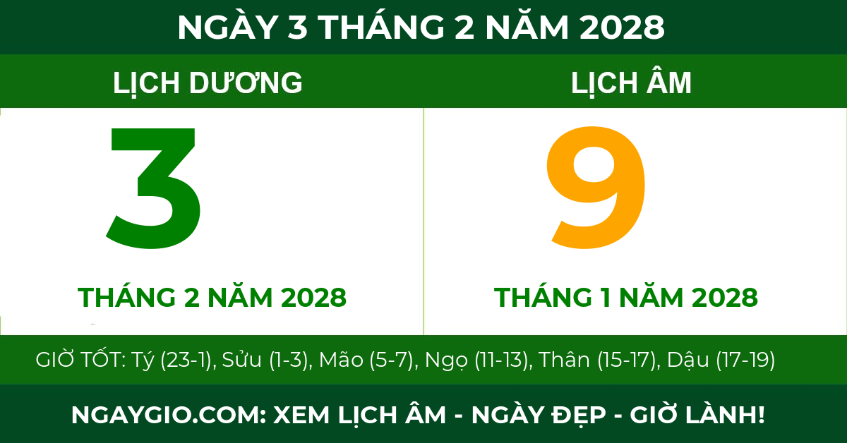 lịch âm ngày 3 tháng 2 năm 2028
