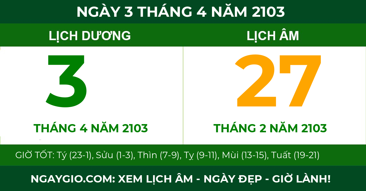 lịch âm ngày 3 tháng 4 năm 2103