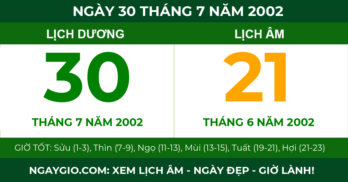 lịch âm ngày 30 tháng 7 năm 2002