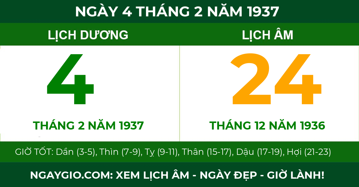 lịch âm ngày 4 tháng 2 năm 1937