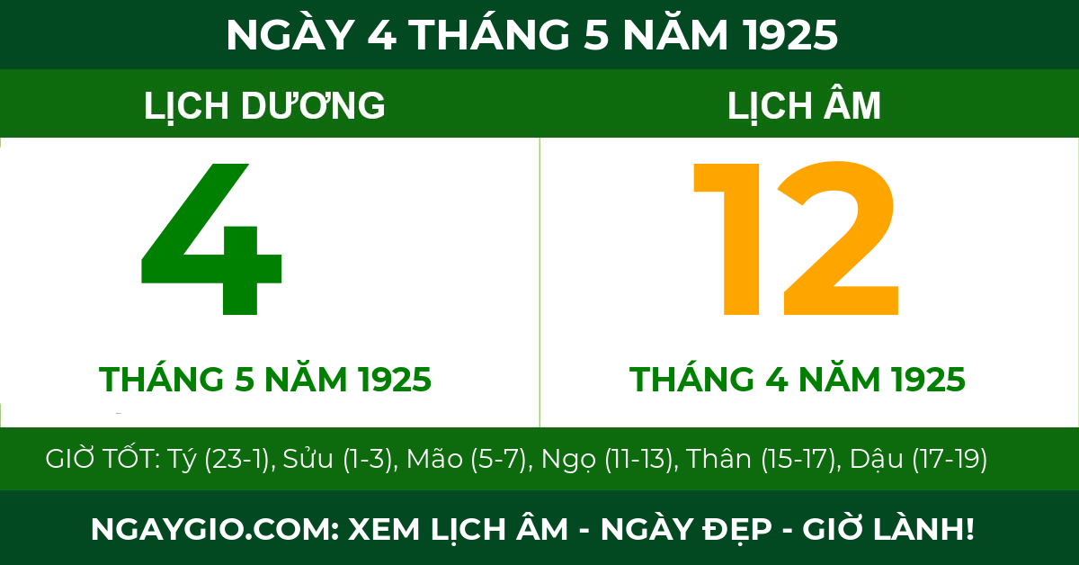 lịch âm ngày 4 tháng 5 năm 1925