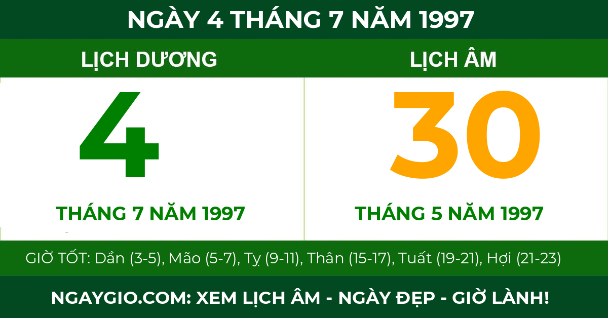 lịch âm ngày 4 tháng 7 năm 1997