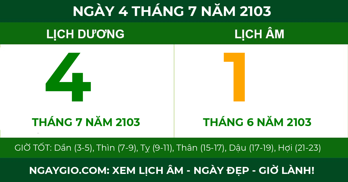 lịch âm ngày 4 tháng 7 năm 2103