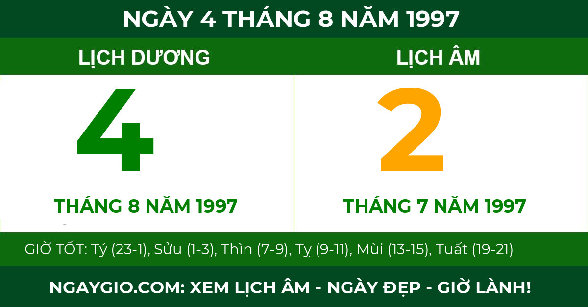 lịch âm ngày 4 tháng 8 năm 1997