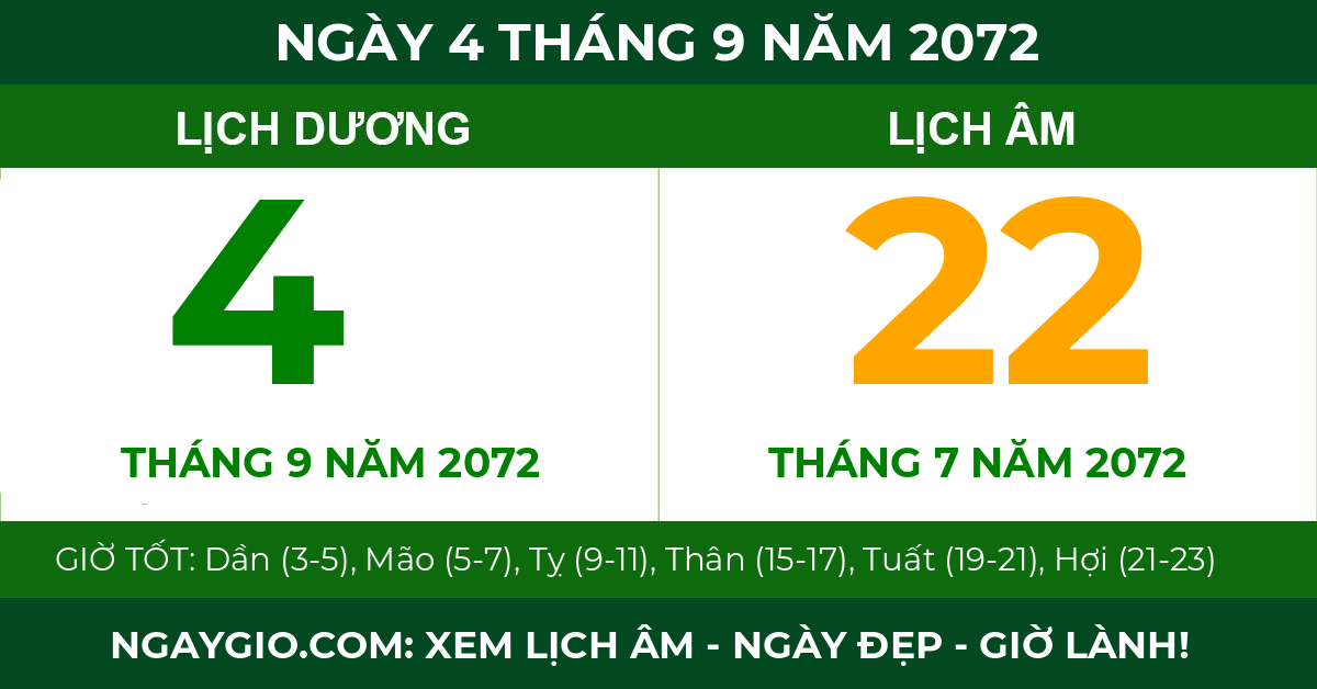 lịch âm ngày 4 tháng 9 năm 2072