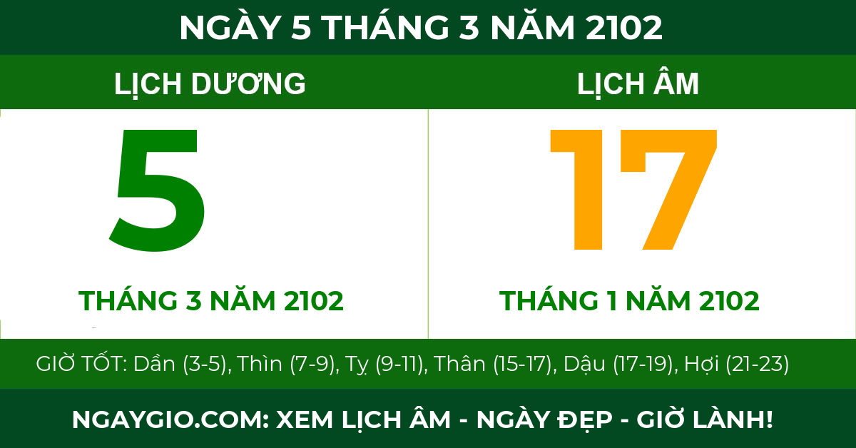 lịch âm ngày 5 tháng 3 năm 2102