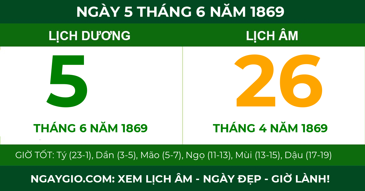 lịch âm ngày 5 tháng 6 năm 1869