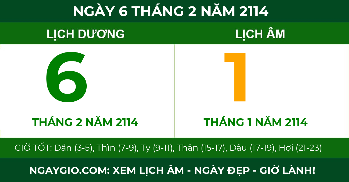 lịch âm ngày 6 tháng 2 năm 2114