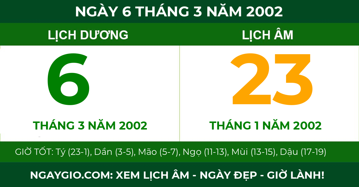 lịch âm ngày 6 tháng 3 năm 2002