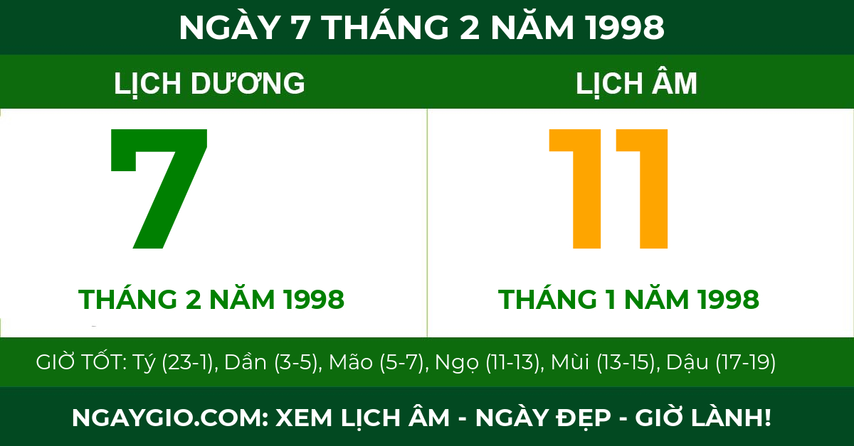 lịch âm ngày 7 tháng 2 năm 1998