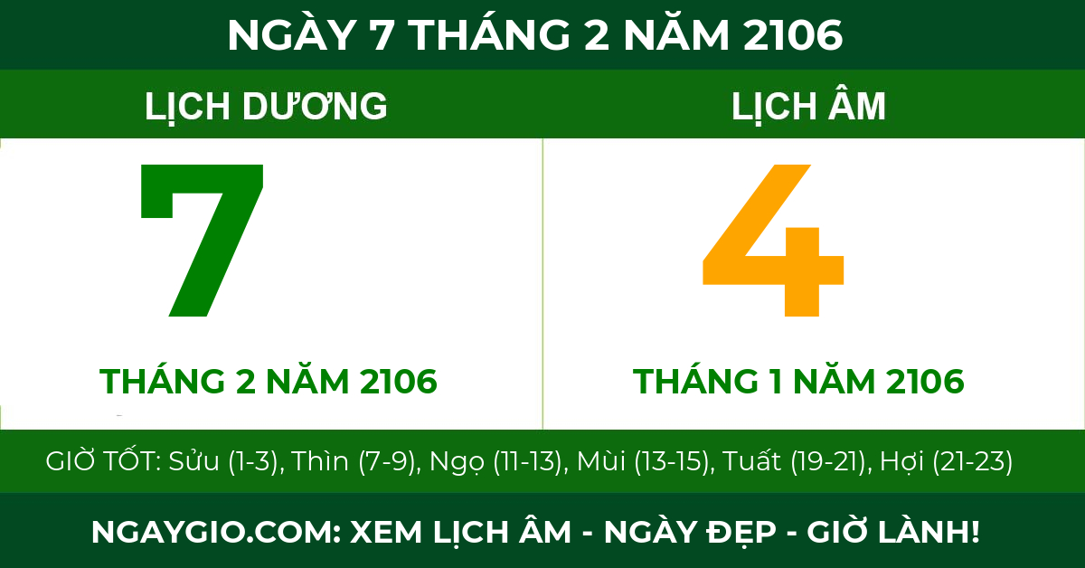 lịch âm ngày 7 tháng 2 năm 2106