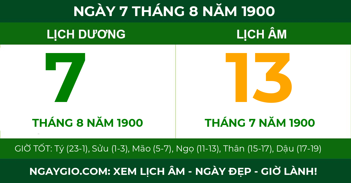 lịch âm ngày 7 tháng 8 năm 1900