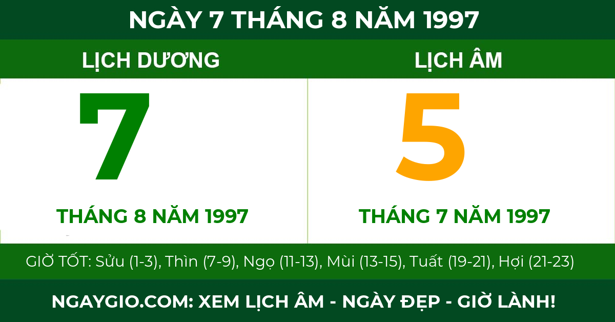 lịch âm ngày 7 tháng 8 năm 1997
